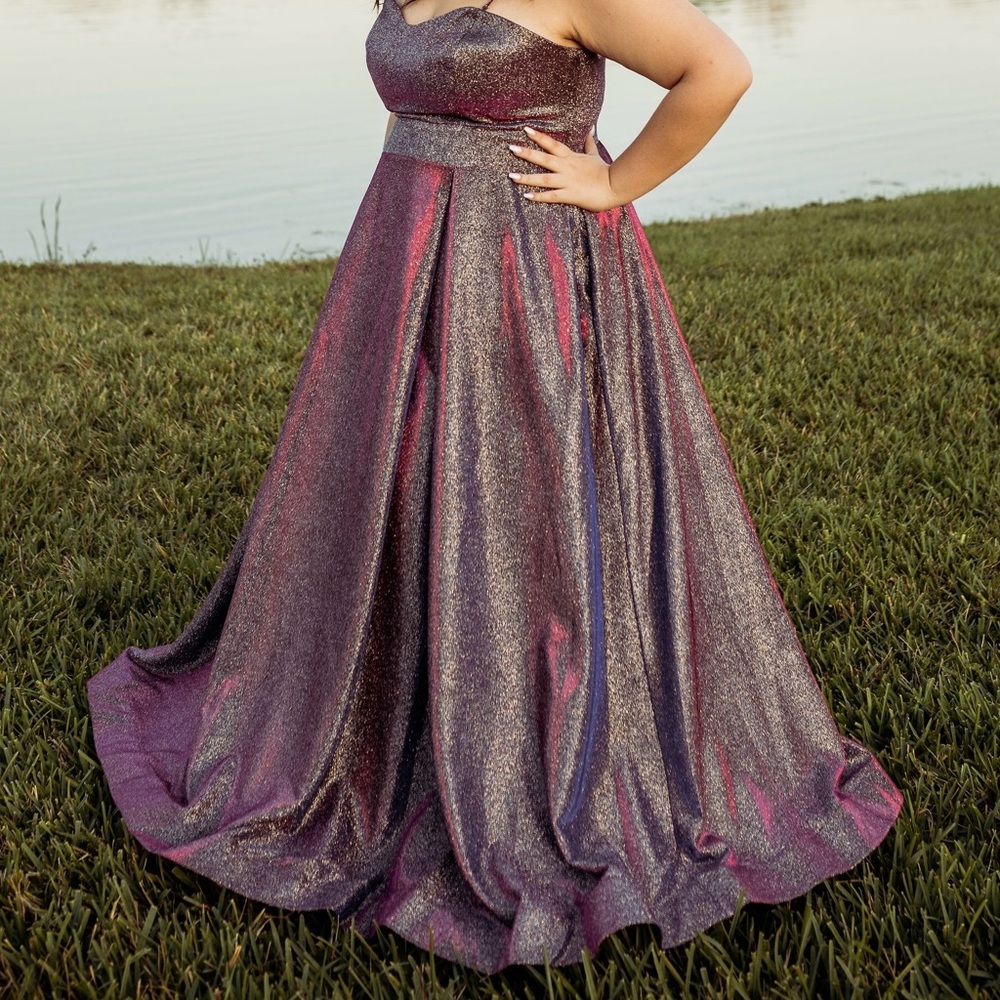 Elegant Purple Glitter Prom Dress